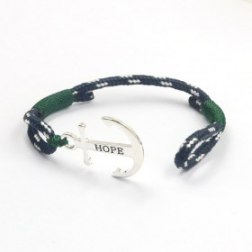 Hope Silver & Green Anchor Bracelet