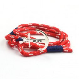 Hope Red Triple Wrap Anchor Bracelet