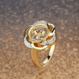 Crystal Flower Gold Plated Ring