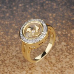 Gold Plated Round Cut Crystal Ring