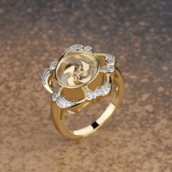 Gold Plated Crystal Flower Ring