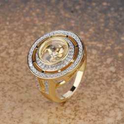Gold Plated Double Halo Round Ring