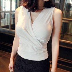 Women's Summer Sleeveless V-neck Tops T-Shirt