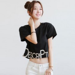 Women's Summer Short Style Loose Printed Cotton Round-neck Short Sleeve T-shirt