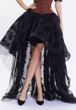 Women's  Eugen Yarn Flocking Skirt With Front Short Back Half Length