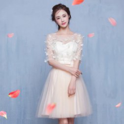 Bridesmaid Lace Half Sleeve Evening Dress