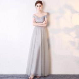 Women's Sexy Off The Shoulder Elegant Lace Long Evening Dress