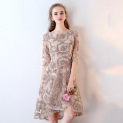 Women's Sexy Half Sleeve Lace Evening Gowns