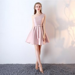 Sexy One Shoulder Pink Satin Evening Gowns
