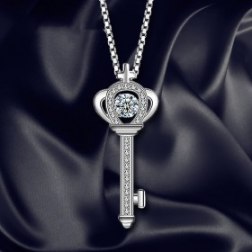 Key Shape Necklace Women Crystal Jewelry Clavicle Chain