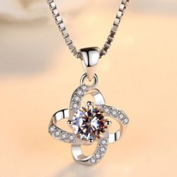 Sterling Silver Clover Necklace Pendant Female Chainbone Chain