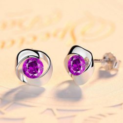 Sterling Silver Earrings Clover Crystal Earrings