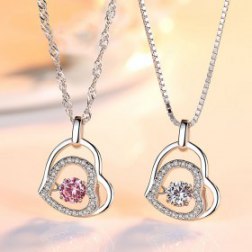 Love Shape Necklace Sterling Silver Clavicle Chain