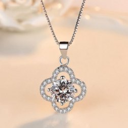 Clover Necklace For Women Crystal Necklace Sterling Silver Necklace