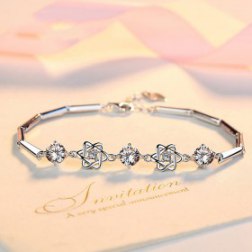 Sterling Silver Charm Crystal Bracelet