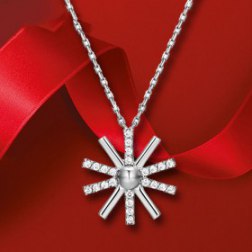 Sterling Silver Elegant Pendant Necklace Decorative Crystal