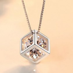 Cubic Zirconia Simulate Crystal Pendant Necklace