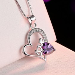 Women's Necklace Crystals Heart Shaped Pendant Pave