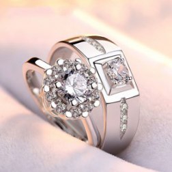 Sterling Silver Crystal Wedding Rings