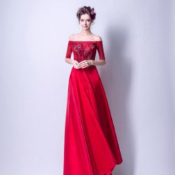 Off The Shoulder Half Sleeves Long Prom Evening Dresses