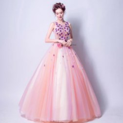 Fashion Elegant Flowers Decorated Long Evening Dress
