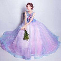 Sexy Lace Sleeveless Embroidery Flowers  Long Evening Dresses