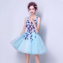 Sexy V-Neck Embroidery Flowers Bridesmaid Dress