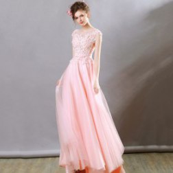 Sexy Elegant Lace Flower Embroidered Bridesmaid Dress