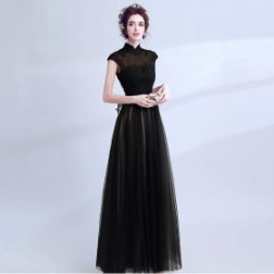 Women's Elegant Lace Beads Tulle Evening Prom Gowns