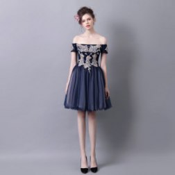 Sexy Off The Shoulder Black Embroidery Evening Prom Dress