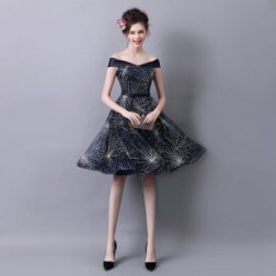 Crystals Lace Appliques Cap Off The Shoulder Prom Party Dress