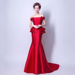 Sexy Off The Shoulder Embroidery Mermaid Long Train Evening Dresses