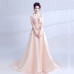 Sexy V-neck Lace Embroidery Evening Dress