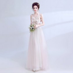 Elegant Lace Sleeveless Round Neck Evening Party Dress