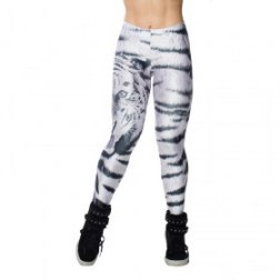 Women's 3D Digital Tiger Print Gym Athletic Workout Capri Leggings Tights Pants