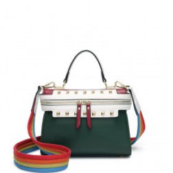 Fashion PU Leather Hit Color Handbag Messenger Shoulder Bag