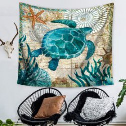 Marine Polyester Seahorse Turtle Hooks Resistant To Waterproof Mold Shower Curtain Bathroom Curtain Bathroom Decoration