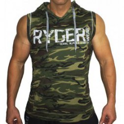 Men's Camouflage Bodybuilding Shirt Sleeveless Hoodie for Gym and Workout