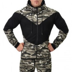 Men's Camouflage Gym Hoodie Jacket Running Active Sweatshirts