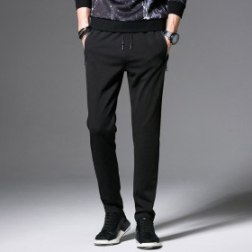 Men's Slim Pants Sweatpants Solid Color Pocket Zipper Trousers