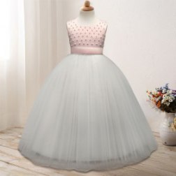 Children Beaded Pompon Skirt Dress