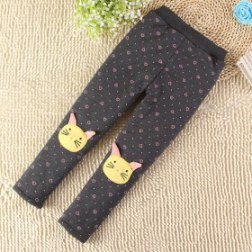 Girls Trousers Printing Thicken Warm Leggings Lined Pants