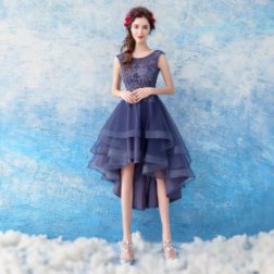 Purple Lace Front Short Back Cocktail Dress