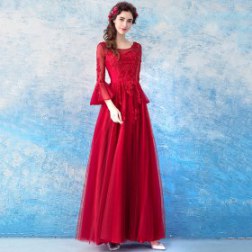 Flare Sleeve Lace Bridesmaid Dress