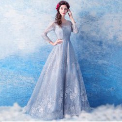 Women's Round Neck Sequins Long Dress