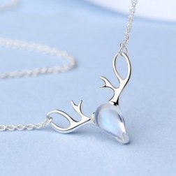 Silver Cute Elk Pendant Necklace