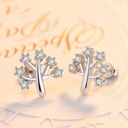 Silver Crystal Wishing Tree Earrings