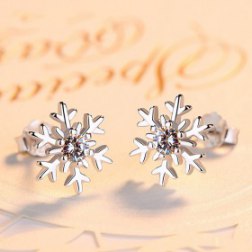 Snowflake 925 Silver Crystal Lovely Earrings For Woman