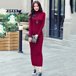 Sexy Bobycon Long-sleeved High Neck Dress