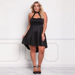 Plus Size Sexy Halter Neck Hollow Irregular Dress